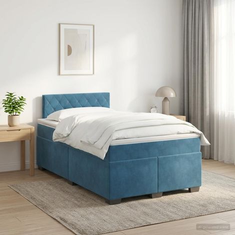 vidaXL Lit boxspring avec matelas Bleu 120 x 190 cm Velours (1/5)