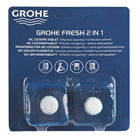 Grohe – Pastilles parfumées pour WC – Nettoyage efficace et fraîcheur durable – Lot de 2 x 50 g – Protège contre calcaire et recontamination