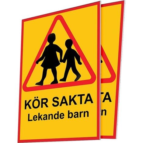 Filiyano-Ralentissez, enfants qui jouent - Panneau/Panneau d'avertissement - Panneau de signalisation A3, lot de 2 (SE) A3, lot de 2 (SE) (1/4)