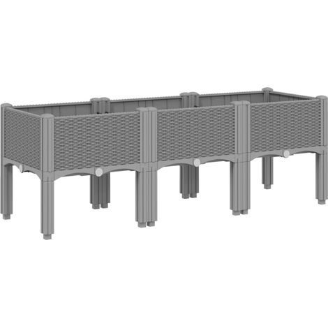 Fioriera rialzata per piante fiori e terrazze con gambe grigio chiaro 120 x 40 x 42 cm PP grigio 020038172