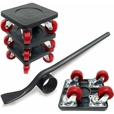 Furniture Lifter, with 4-Pack Heavy-Duty Furniture Moving Sliders, Max Up Roller Moving Tools for 350kg, 360-Degree Rotating Pads (Black) - (1/4)