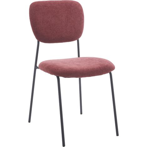 Home Heavenly® Pack 4 Sillas Tull – Sillas Apilables con Estructura Metálica, Tapizado en Tela Poliéster, Diseño Moderno para Co Color : Rojo (1/5)