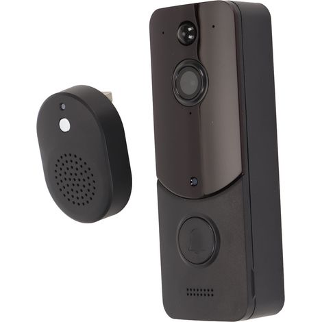 Sonnette vidéo connectée Wi-Fi pour la maison, caméra sans fil HD avec vision nocturne, reconnaissance humanoïde et interphone visuel (noir). (1/5)