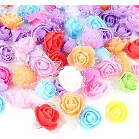 (Multicolore - 2,5 cm) 200 boutons de roses artificiels en mousse PE, fleurs artificielles, décoration pour la maison, mariage et fête.-AquaForge (1/4)
