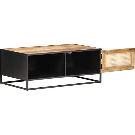 Maison Exclusive - Tavolino da Salotto 90x50x35 cm Legno di Mango Grezzo e Canna (1/5)