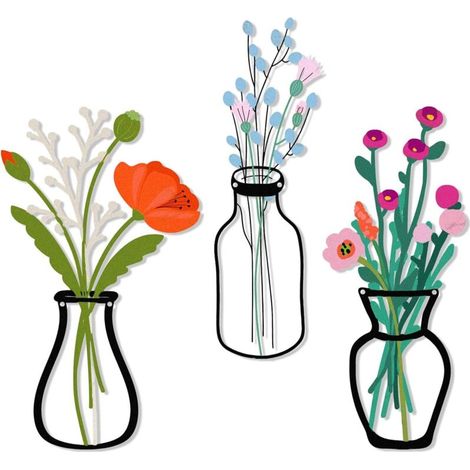 Lot de 3 Fleurs en métal Art Mural de Style Rustique Parfait comme décoration Murale pour la Salle de Bain ou la Salle à Manger pour Une Pendaison de crémaillère (1/4)
