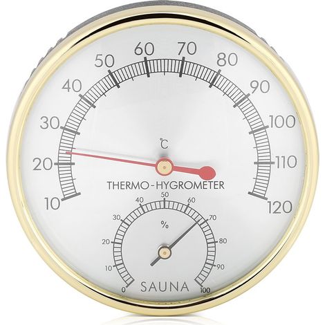 2 en 1 Thermomètre Hygromètre de Salle de Sauna, Mètre Celsius Moniteur de Humidité et Température Intérieur avec Cadran en Métal Résistante à Température Haut, pour Ateliers, Piscine, Entrepôts (1/5)