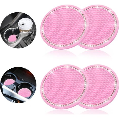4 Sous-verres, Silicone, Strass, Antidérapant, Porte-gobelet voiture (1/5)
