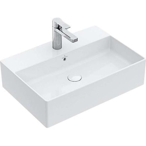Villeroy & Boch Memento 2.0 - Lavabo da appoggio 50x42 cm, con troppopieno, foro per miscelatore, CeramicPlus, bianco alpino 4A0750R1 (1/4)