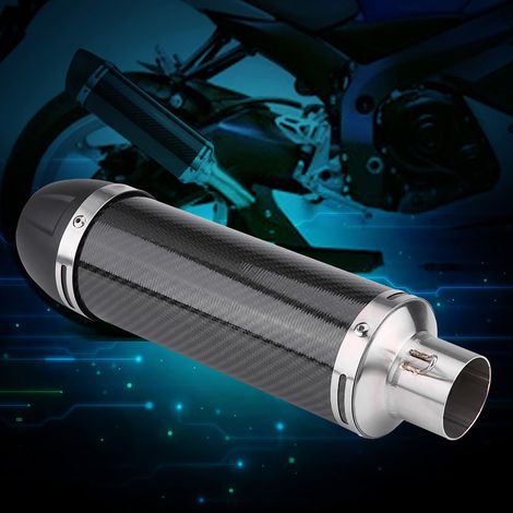 Pot d'échappement universel 51 mm en fibre de carbone brillante pour moto, avec silencieux (1/5)