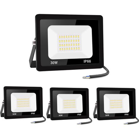 4pcs Projecteur Led 30w Blanc Chaud Ip66 Étanche Aluminium Pour Jardin Parking Garage Stade (1/5)