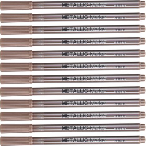 Lot de 12 marqueurs métalliques, encre permanente monochrome, pointe ultra-fine, pour les beaux-arts, couleur cuivre. (1/5)