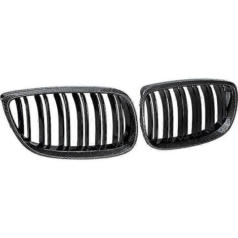Calandre avant aspect fibre de carbone pour BMW E90 E92 E93 M3 328i 335i (2007-2011) - Références : 51137157275 et 51137157 (1/5)