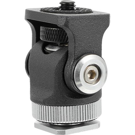 Mini Rotule Rotative en Alliage D'aluminium Noir, Support de Tête de Trépied Compact Rotation 360° et Vis Latérale Orientable 180° pour Caméras et Flashs, Capacité 2kg (1/5)