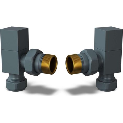 Square - Anthracite Radiator Valves Angled 8mm