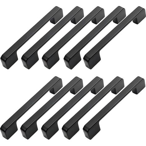 10 Poignées de Meuble Noires, Entraxe 160 mm, pour Portes de Cuisine, Armoires et Meubles de Salle de Bain (1/4)