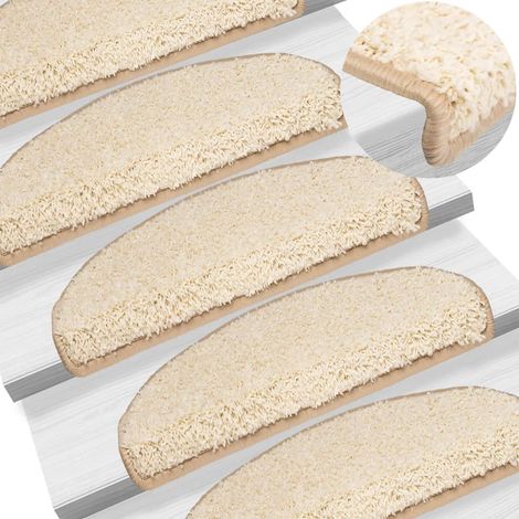 Alfombrillas para escaleras 10 unidades 65x21x4 cm Crema Semicircular Grande