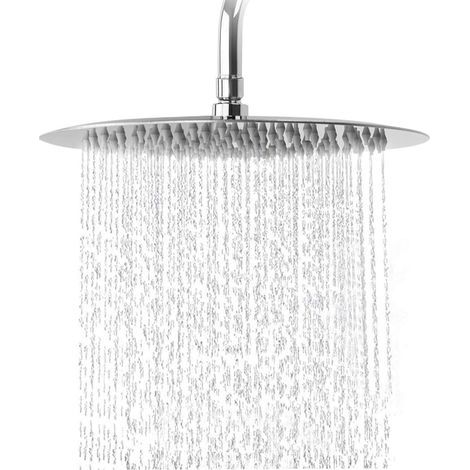 Cabezal de ducha efecto lluvia, impulsor, alto caudal, cabezal de ducha de alta presión, acero inoxidable, plateado, 10 pulgadas (1/4)