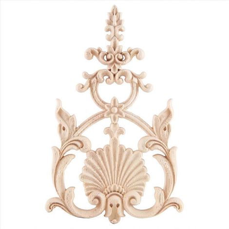 1X Applique sculptée en bois d'hévéa pour mobilier vintage H (1/5)