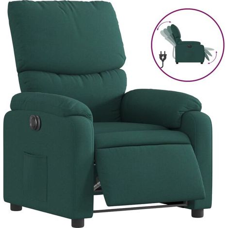 Fauteuil inclinable électrique en tissu vert foncé (1/5)