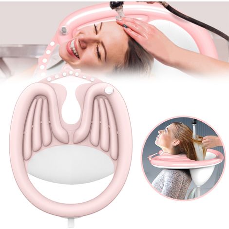 Lavabo gonflable portable avec appui-tête intégré, bac à shampoing pliable pour femmes âgées et enceintes (1/5)