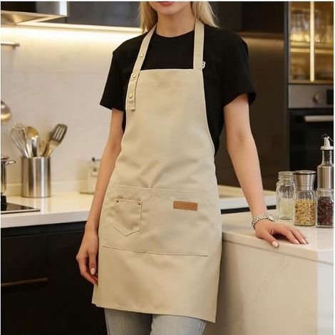 Tablier - Tablier imperméable - Tablier de restauration - Tablier à poches - Toile - Kaki (1/5)