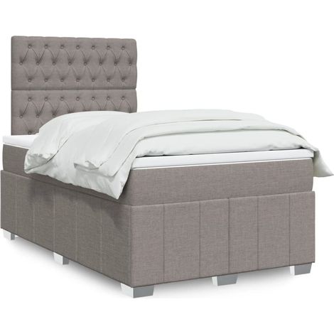 vidaXL Sommier à lattes de lit avec matelas taupe 120x190 cm tissu (1/5)