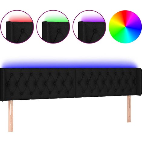 Maison Exclusive - Cabecero con LED de tela negro 203x16x78/88 cm (1/5)