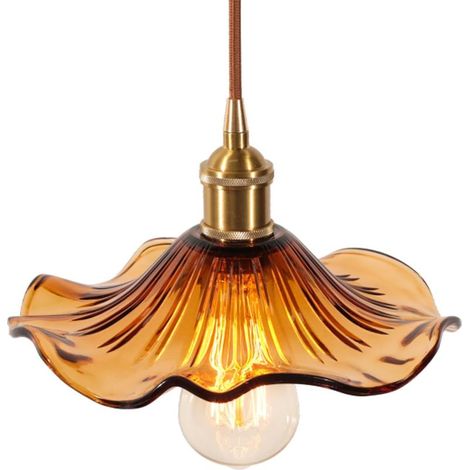 Suspension Luminaires en Verre Intérieure Moderne Verte Fleurs Lampe Suspendue Vintage Laiton Doré Lustre Plafonniers pour Cuisine Cuisine Salon Chambre (1/4)