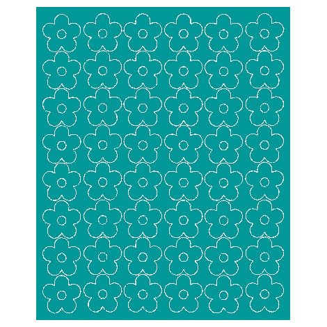 Flores adhesivas de pared de 3 cm, 48 unidades, color turquesa brillante.