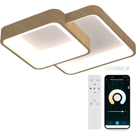 Ksix Phenomena LED-Deckenleuchte Weiß Holz 45x45 cm