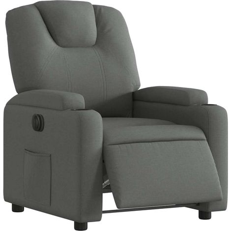 Poltrona TV relax poltrona reclinabile elettrica molto confortevole in tessuto grigio scuro DEC028365