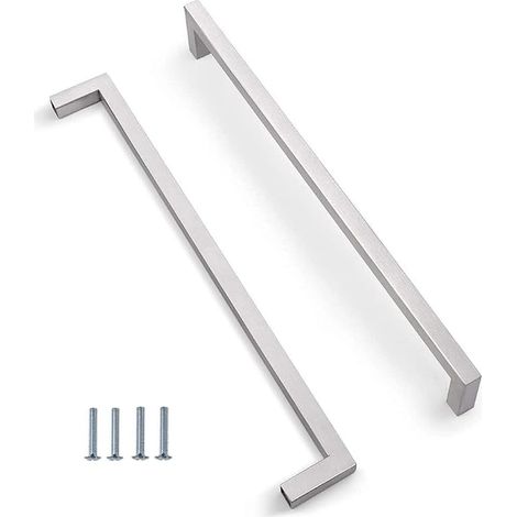 Acier Inoxydable Cuisine Armoire Porte Poignées Placard Tiroir Chambre Meubles Poignee Tirer Entraxe 320MM, Argent (1/3)