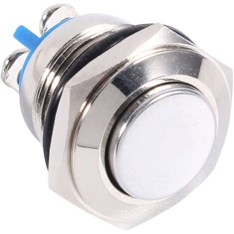 Commutateur de Bouton-Poussoir momentané en métal, Bouton de démarrage imperméable antipoussière Commutateur on/Off avec borne à vis pour 16mm 5/8Trou de Montage de Voiture Maison (1/5)