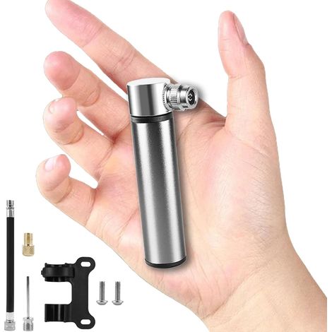 Mini Bike Pump - Aluminum Bike Pump, 12cm Manual Bike Pump for Presta and Schrader Valves, Portable Bike Tire Pump, Mini Quick Inflate Air Pump - Small Bike Pump (1/5)