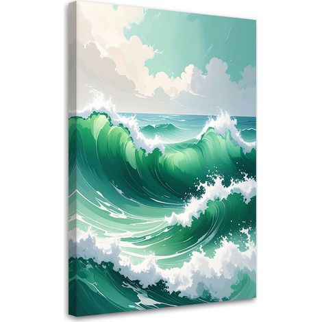 Tableau déco Vagues de mer Paysage pastel vert 60x90 (1/4)