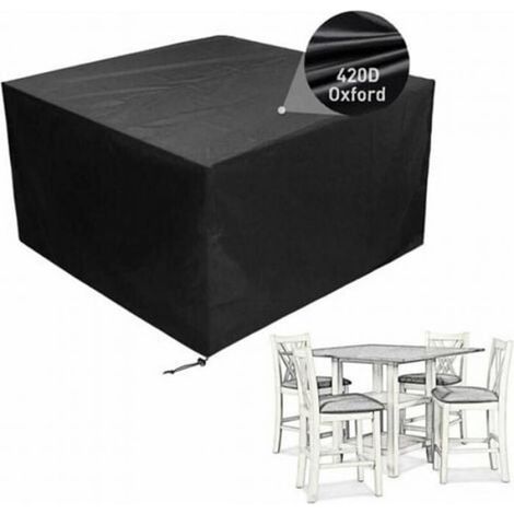 Housse de Protection pour Table Carrée - Tissu Oxford 420D Imperméable UV - Dimensions 135x135x75 cm - Noir - 1 Pièce (1/5)