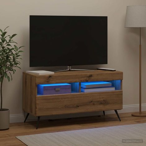 vidaXL Mueble de TV LED Roble artisan Madera de ingeniería (1/5)