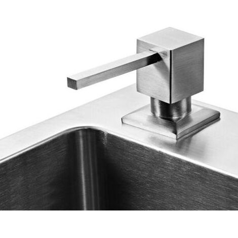 Distributeur de Savon Encastrable Nickel Brossé Acier Inoxydable, Design Recharge Facile, Idéal pour Cuisine (1/5)