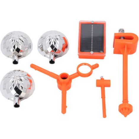 Dispositivo dissuasivo per uccelli ad energia solare, con 3 prismi rotanti e riflettore anti-gabbiani per impianti elettrici esterni in frutteti -Crezuo