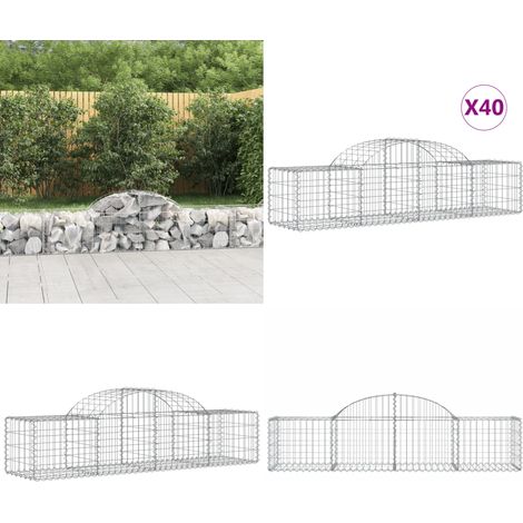 Gabionen mit Hochbogen 40 Stk. 200x50x40/60 cm Verzinktes Eisen - Gabionen - Gabionenkorb - Gartendeko - Zaun - Sichtschutz - Home & Living (1/5)