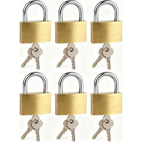 Cadenas de sécurité - 3 clés incluses - Convient aux casiers et aux bagages - Anse en acier avec poignée - 75 mm - Laiton mat (1/4)