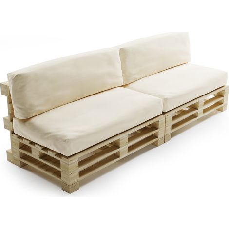 Coussins Palette Déhoussable Imperméable - LOT X2 Beige Bananair Fabriqué en France