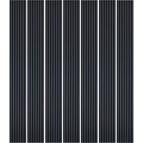 Mur TV - Lot de 7 Panneaux tasseaux bois 250 x 30 x 1,9 cm - bleu nuit/feutrine noir - 5,25m²