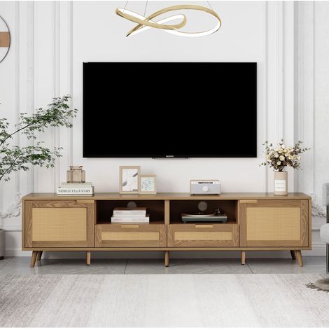 Mobile TV 200x37x49 cm rovere in pannelli di particelle con 2 cassetti e 2 ante (1/5)