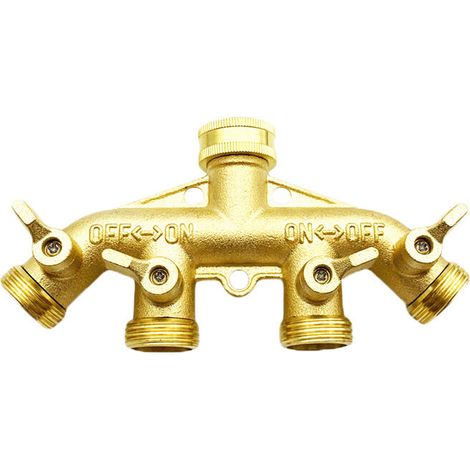 Vtizikl Répartiteur de Tuyau d'Arrosage en 4 Voies, Utilitaire Extérieur Raccord de Tuyau Débit d'eau Réglable et Verrouillable, Distributeur pour l'irrigation du Jardin Extérieur (Fil Européen)