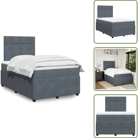 vidaXL Boxspringbett mit Matratze Dunkelgrau 120x200 cm Samt (1/5)