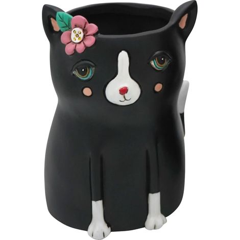 Petit cache pot Allen Designs en forme de chat noir (1/2)