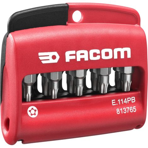 Facom – Jeu d'embouts de vissage 10 pièces – Tête Torx – Boîte en polyamide résistante – Pour vissage rapide en série