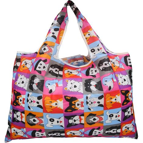 Sac de courses réutilisable avec anses extra longues, léger, pliable et lavable en machine, 100 % polyester